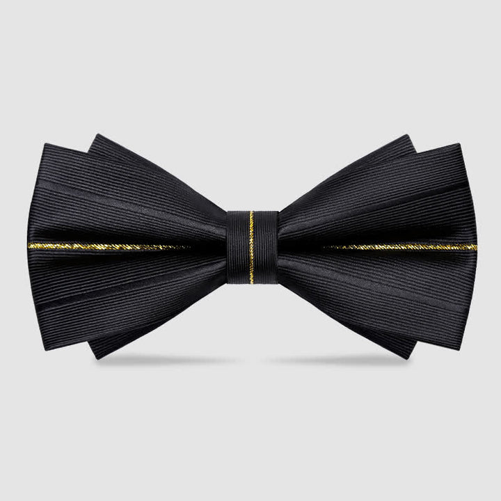 Papillon a doppio strato con motivo Golden Thread Decor da uomo - Nero - image 0
