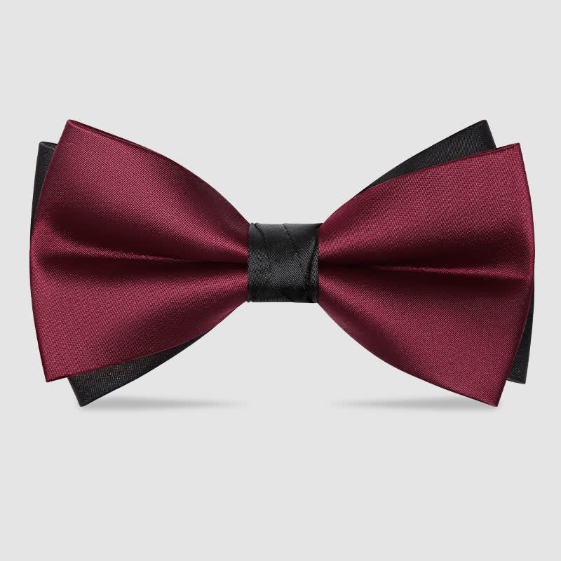 Papillon da sposo da uomo rosso e nero a doppio strato