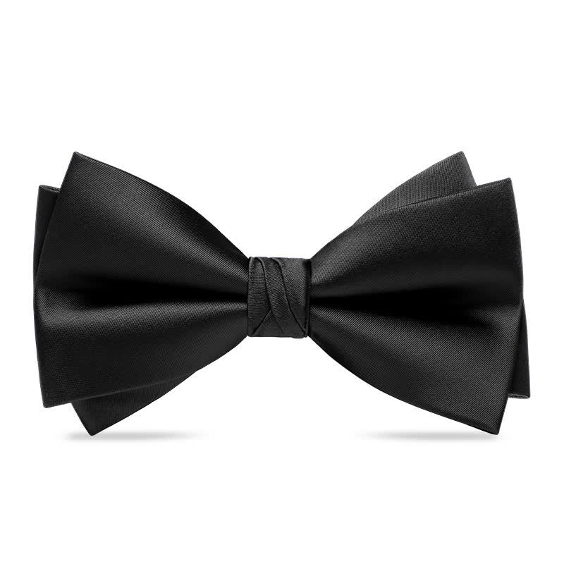 Papillon da sposo da uomo rosso e nero a doppio strato - Nero - image 6