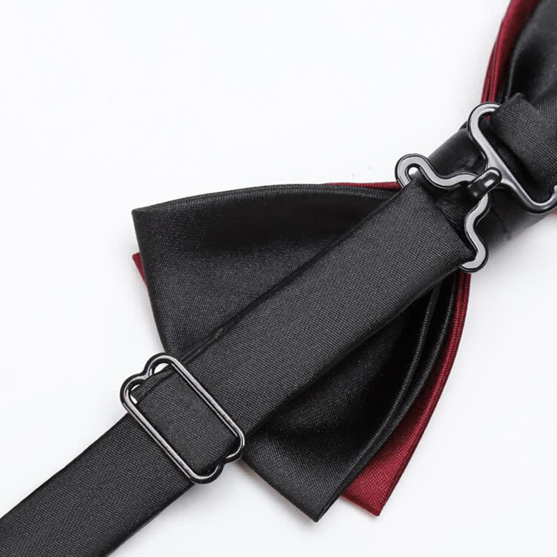 Papillon da sposo da uomo rosso e nero a doppio strato - image 4