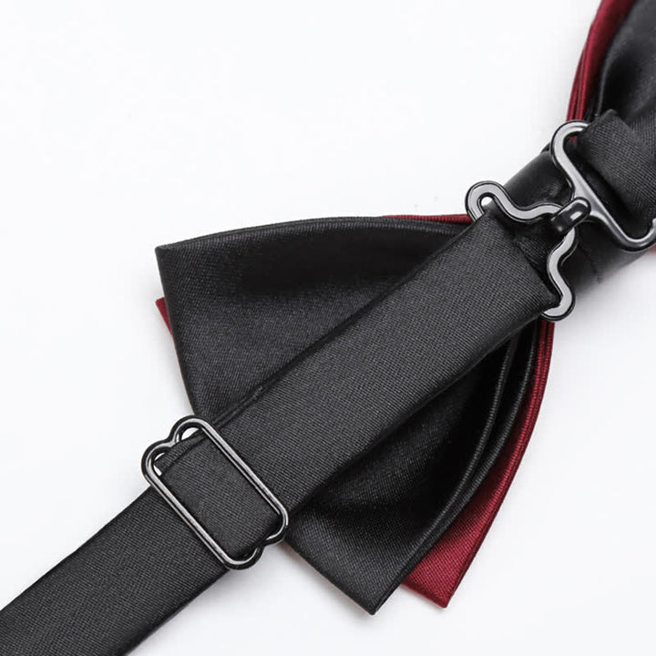Papillon da sposo da uomo rosso e nero a doppio strato - image 4