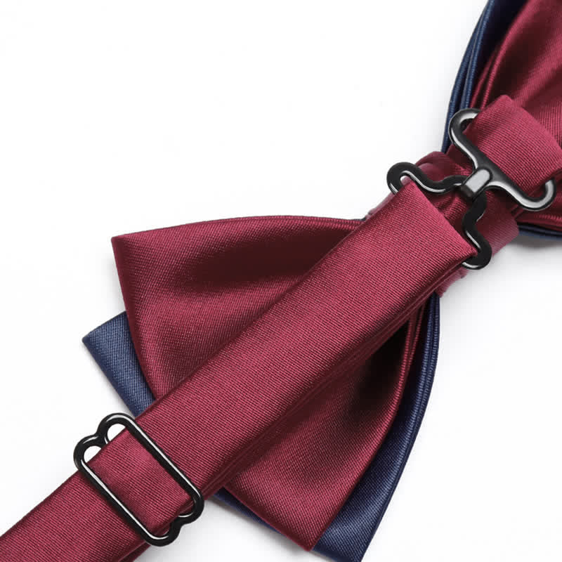 Papillon da uomo a doppio strato blu navy e bordeaux Noble