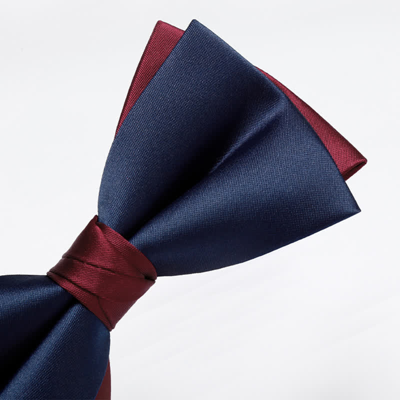 Papillon da uomo a doppio strato blu navy e bordeaux Noble