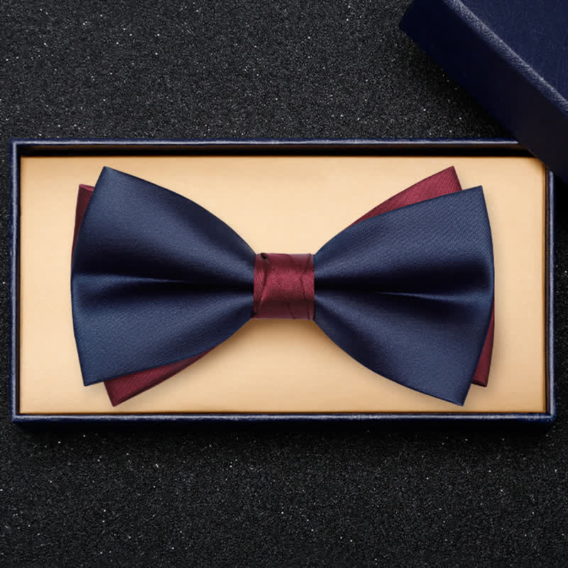 Papillon da uomo a doppio strato blu navy e bordeaux Noble