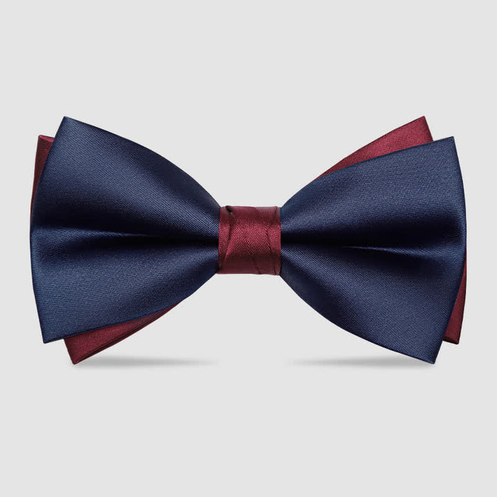 Papillon da uomo a doppio strato blu navy e bordeaux Noble