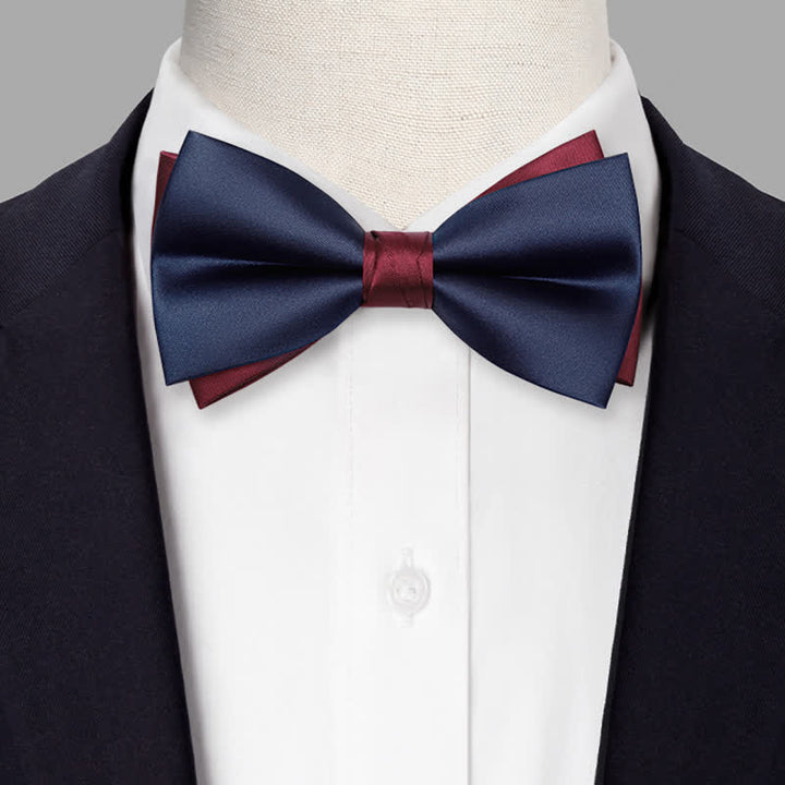 Papillon da uomo a doppio strato blu navy e bordeaux Noble
