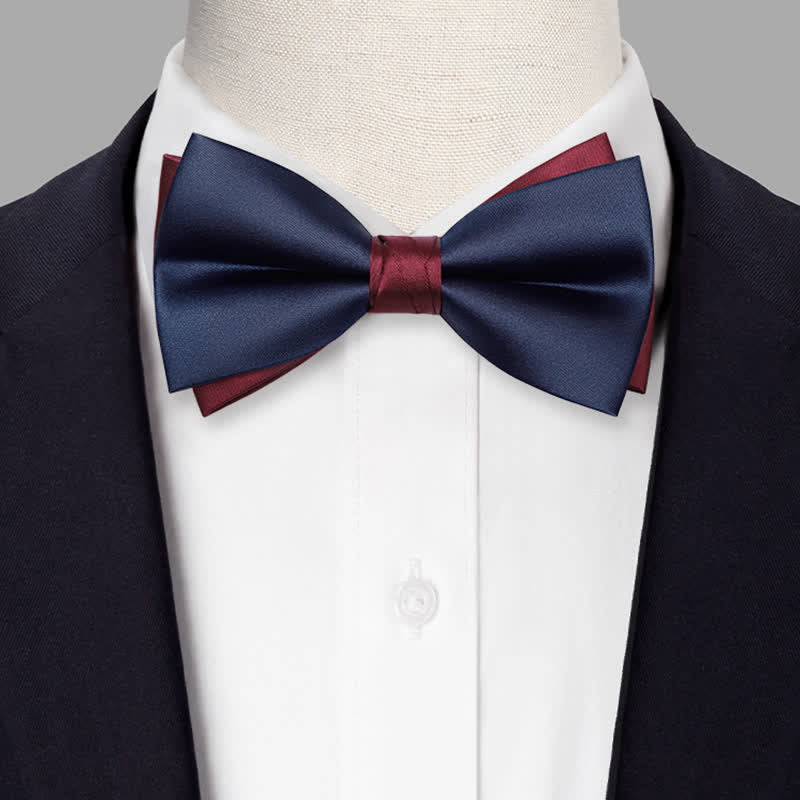 Papillon da uomo a doppio strato blu navy e bordeaux Noble - image 1