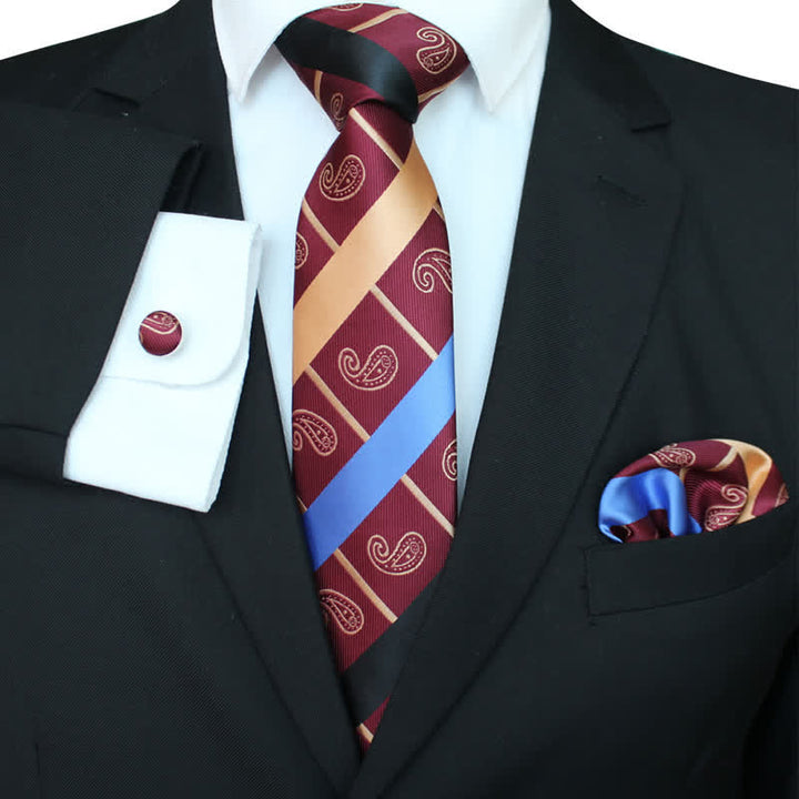 Set di 3 cravatte a righe con motivo misto Paisley da uomo