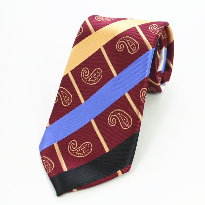 Set di 3 cravatte a righe con motivo misto Paisley da uomo