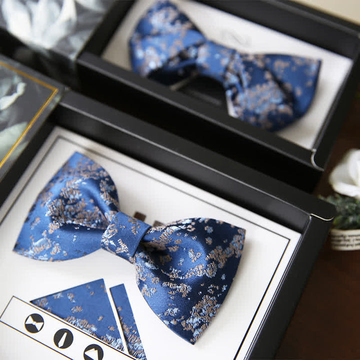 Papillon da uomo con stampa floreale blu delicato