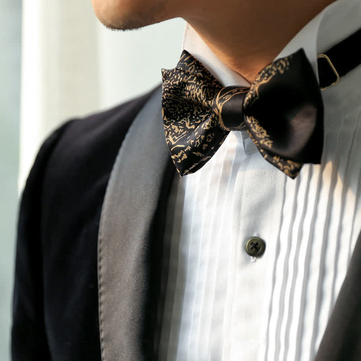Papillon da sposo da uomo con pittura dorata e nera