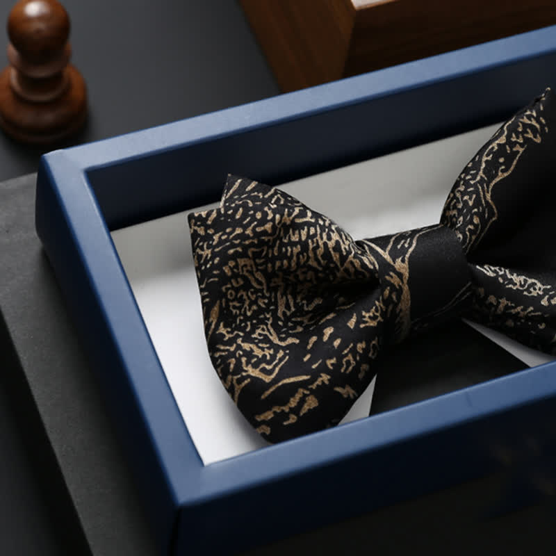 Papillon da sposo da uomo con pittura dorata e nera