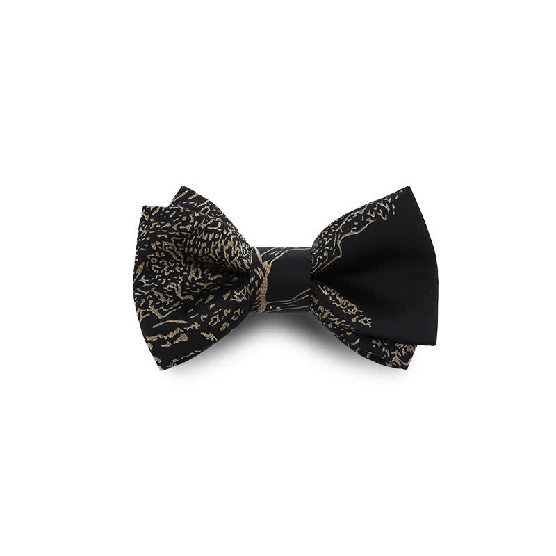 Papillon da sposo da uomo con pittura dorata e nera