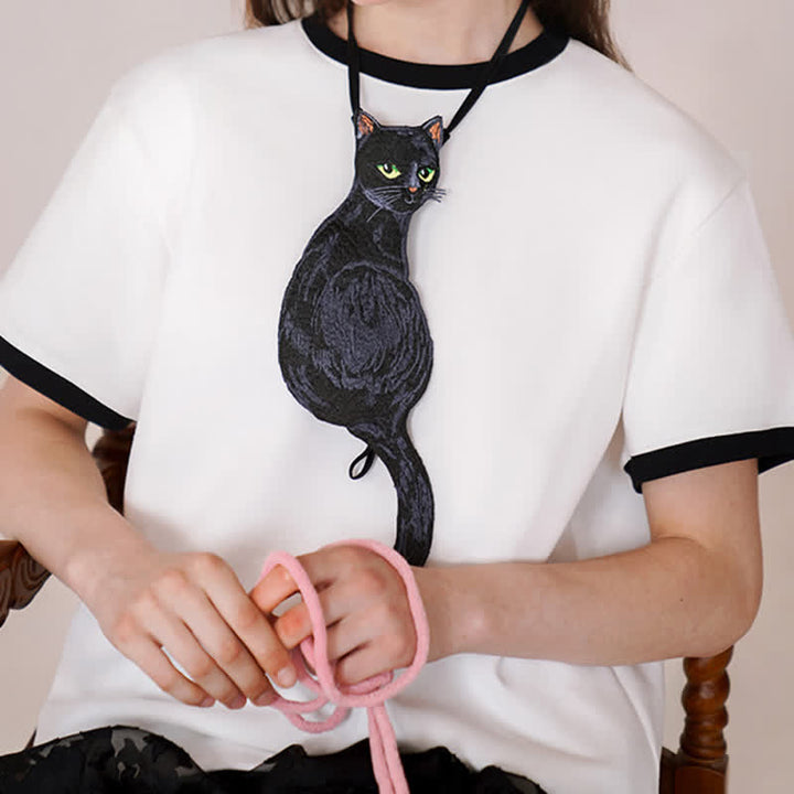 Cravatta con cerniera a forma di gatto nero da donna - image 2