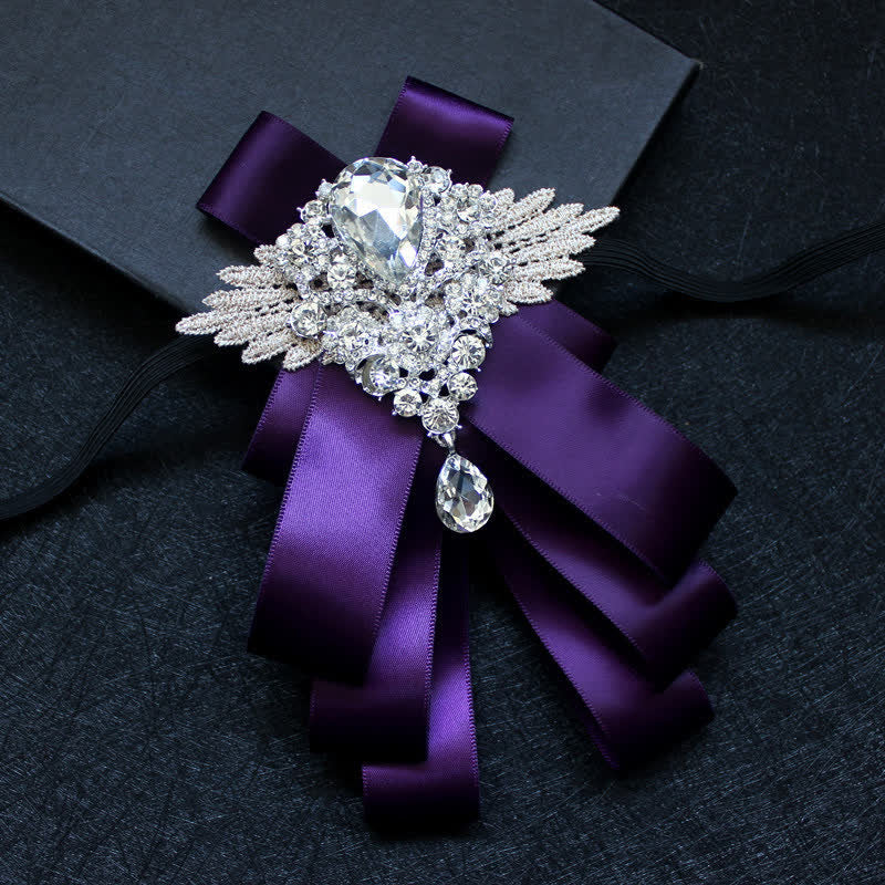 Cravatta a farfalla con nastro pendente in strass di cristallo retrò - Viola - image 9