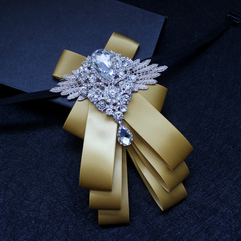 Cravatta a farfalla con nastro pendente in strass di cristallo retrò - Oro - image 10