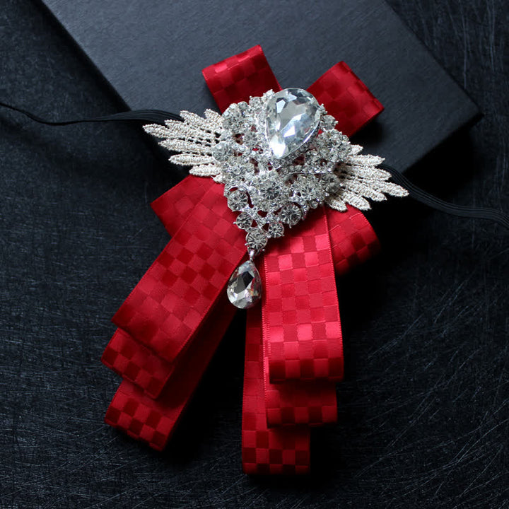 Cravatta a farfalla con nastro pendente in strass di cristallo retrò - Segno di spunta rosso - image 12