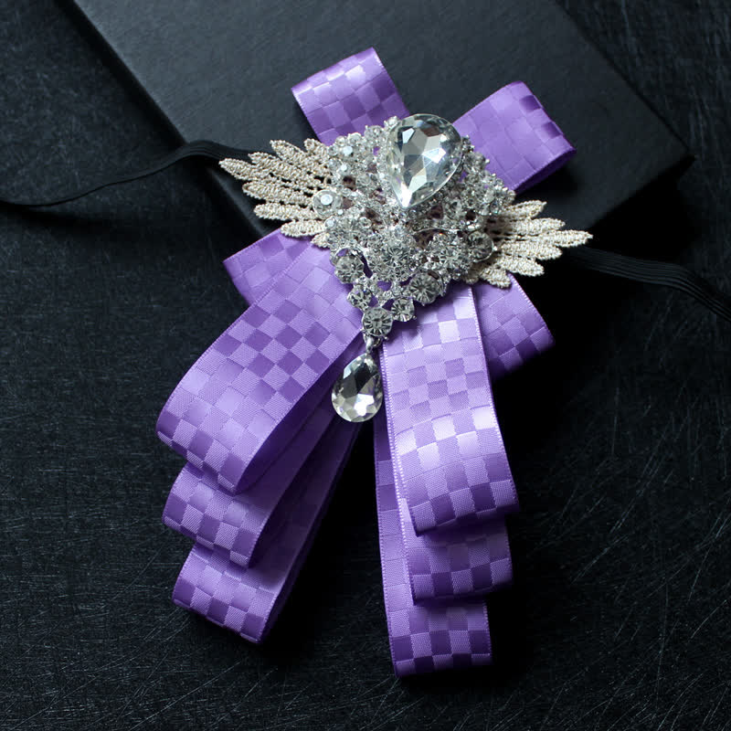Cravatta a farfalla con nastro pendente in strass di cristallo retrò - Controllo viola - image 17
