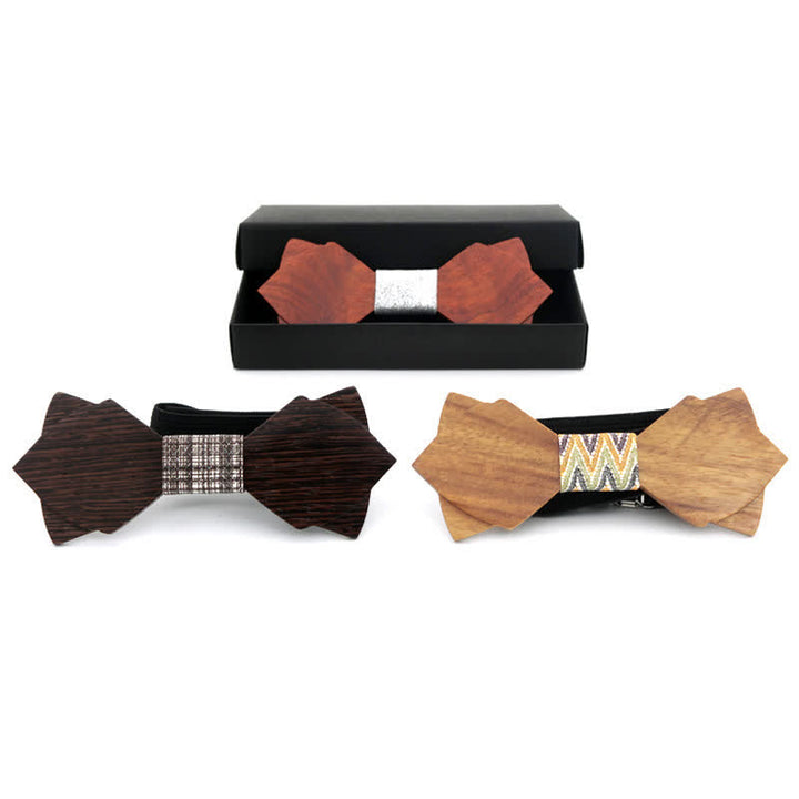 Papillon in legno a doppio strato vintage classico da uomo - image 6