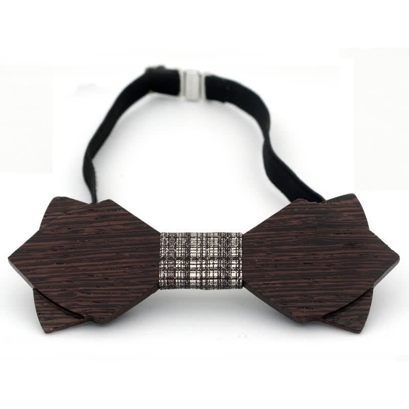 Papillon in legno a doppio strato vintage classico da uomo - image 9