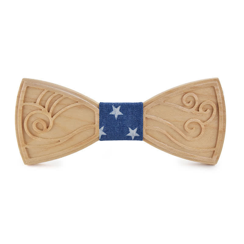 Papillon in legno con incisione musicale da uomo - Stile n. 2 - Stella Blu - image 18