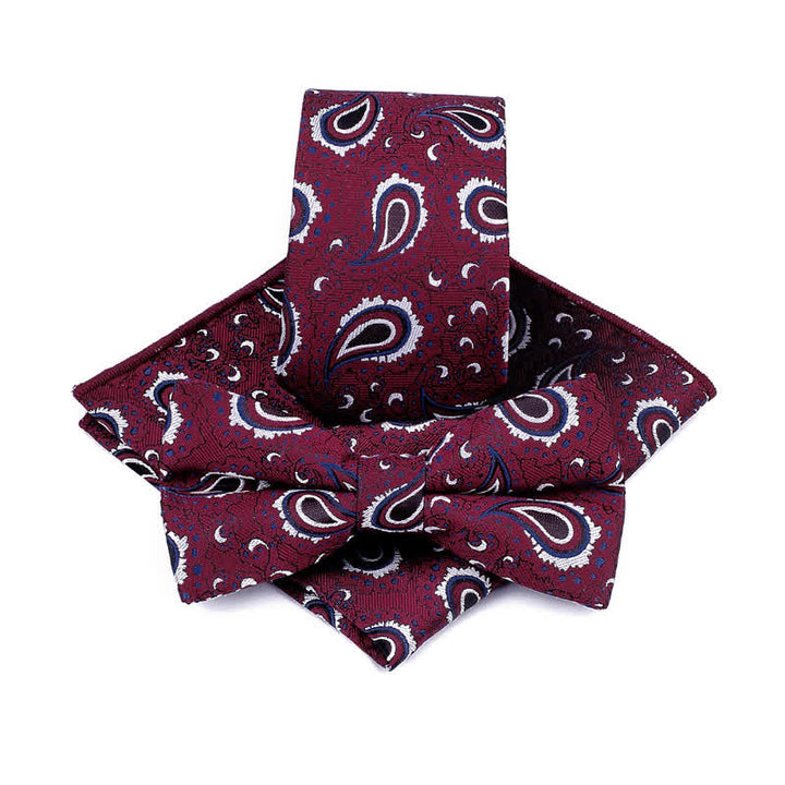 Set di 3 cravatte casual con papillon e fiori di anacardi da uomo