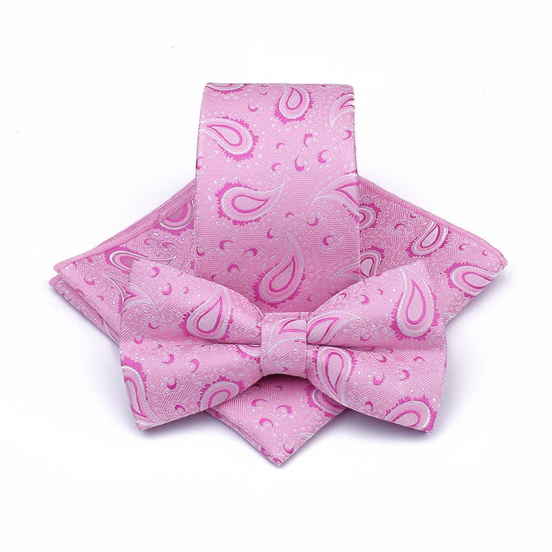 Set di 3 cravatte casual con papillon e fiori di anacardi da uomo