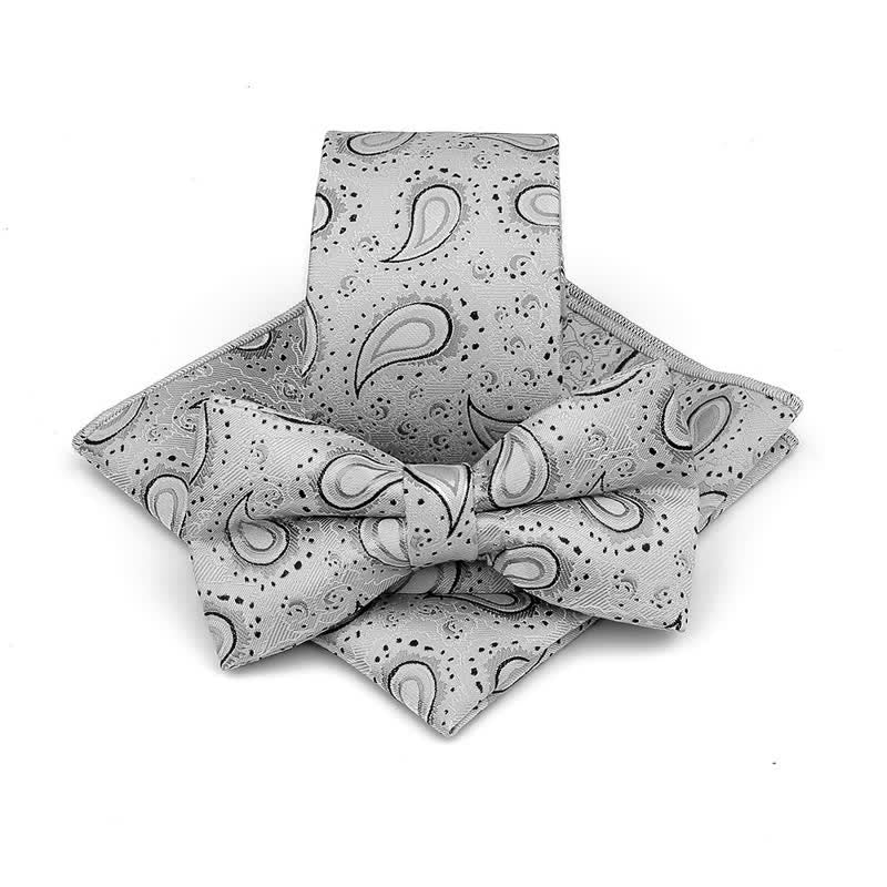 Set di 3 cravatte casual con papillon e fiori di anacardi da uomo