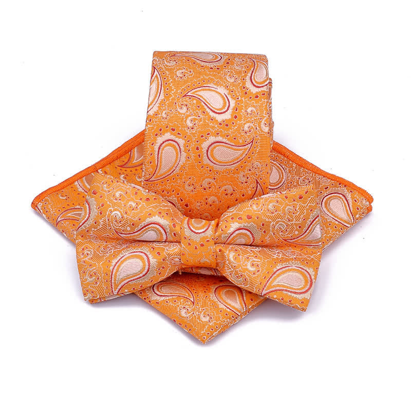 Set di 3 cravatte casual con papillon e fiori di anacardi da uomo