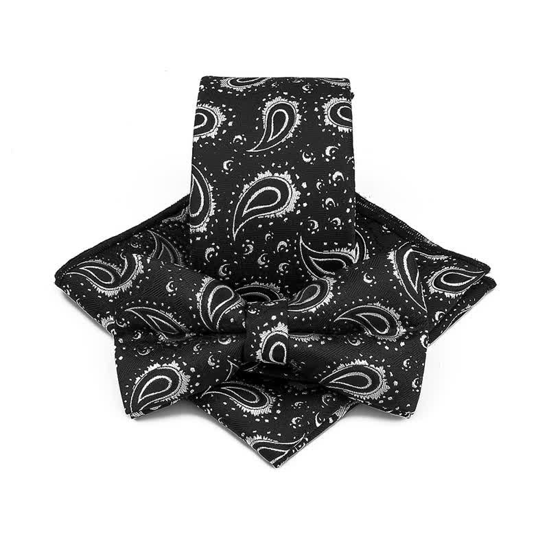 Set di 3 cravatte casual con papillon e fiori di anacardi da uomo