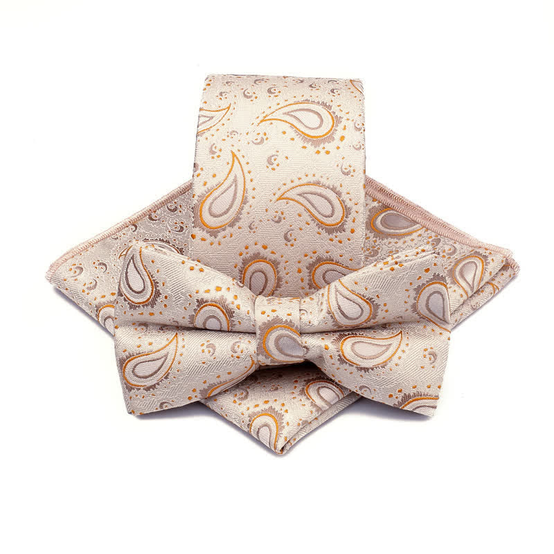 Set di 3 cravatte casual con papillon e fiori di anacardi da uomo