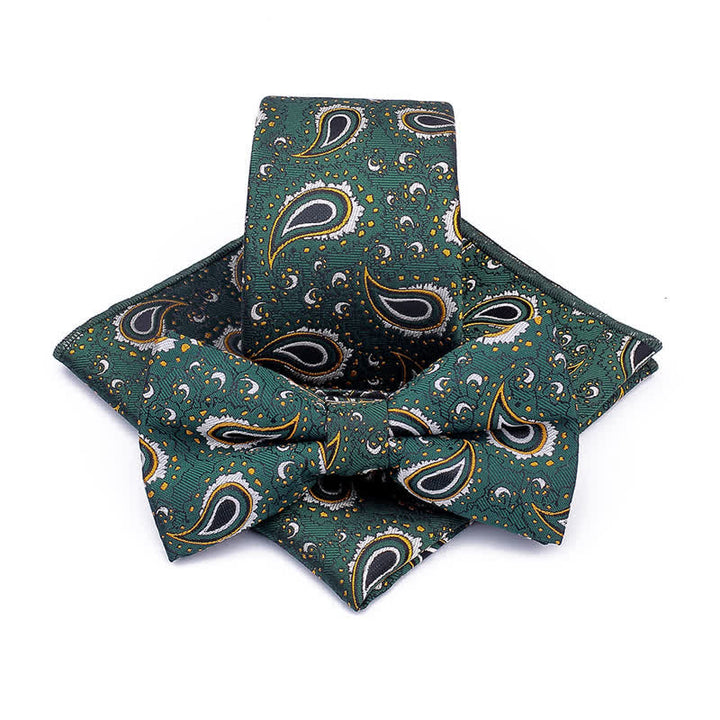 Set di 3 cravatte casual con papillon e fiori di anacardi da uomo
