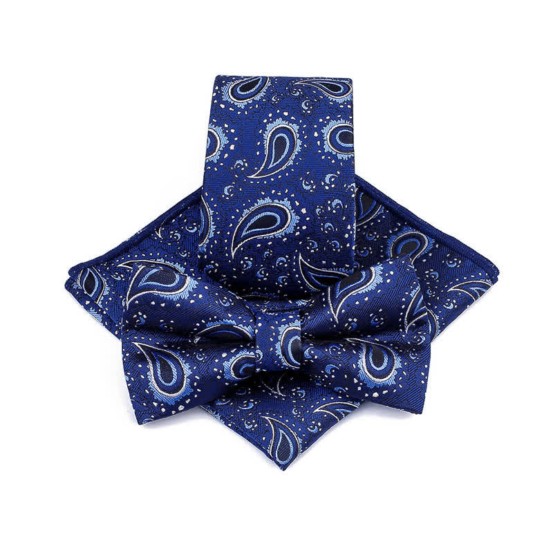 Set di 3 cravatte casual con papillon e fiori di anacardi da uomo