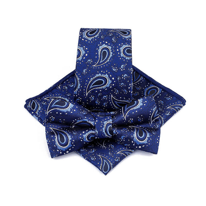 Set di 3 cravatte casual con papillon e fiori di anacardi da uomo