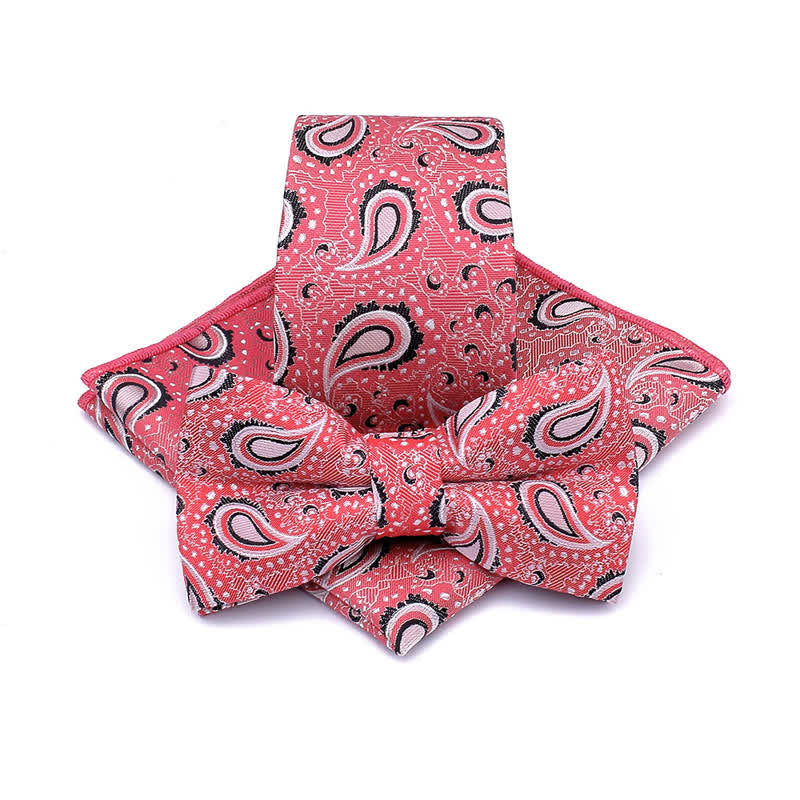Set di 3 cravatte casual con papillon e fiori di anacardi da uomo