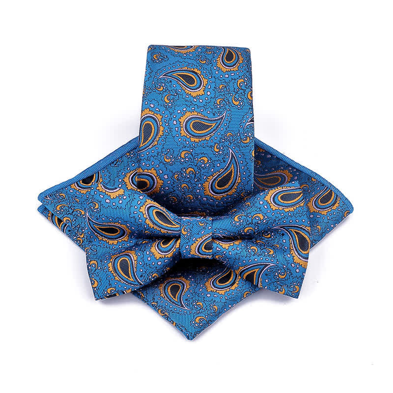 Set di 3 cravatte casual con papillon e fiori di anacardi da uomo