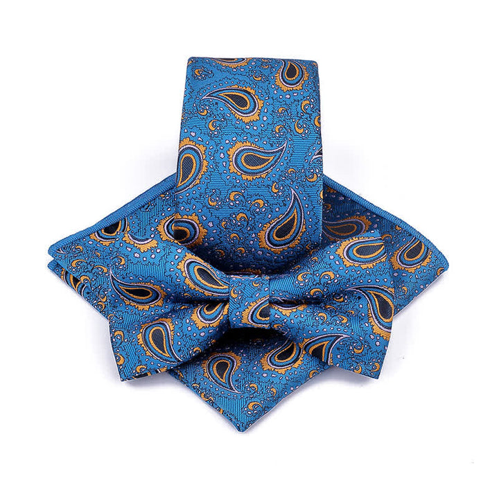 Set di 3 cravatte casual con papillon e fiori di anacardi da uomo