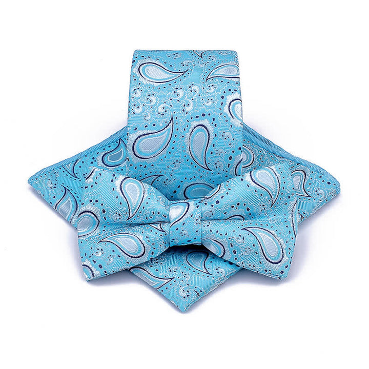 Set di 3 cravatte casual con papillon e fiori di anacardi da uomo