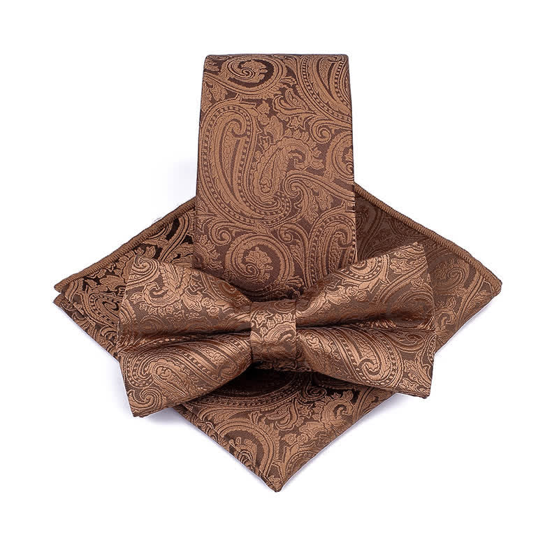 Set di 3 cravatte e papillon da sposo con motivo Paisley da uomo