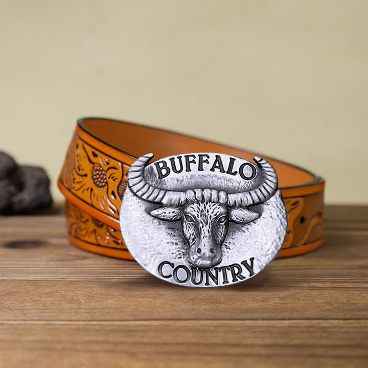 Cintura in pelle con fibbia fai da te Buffalo Country da uomo
