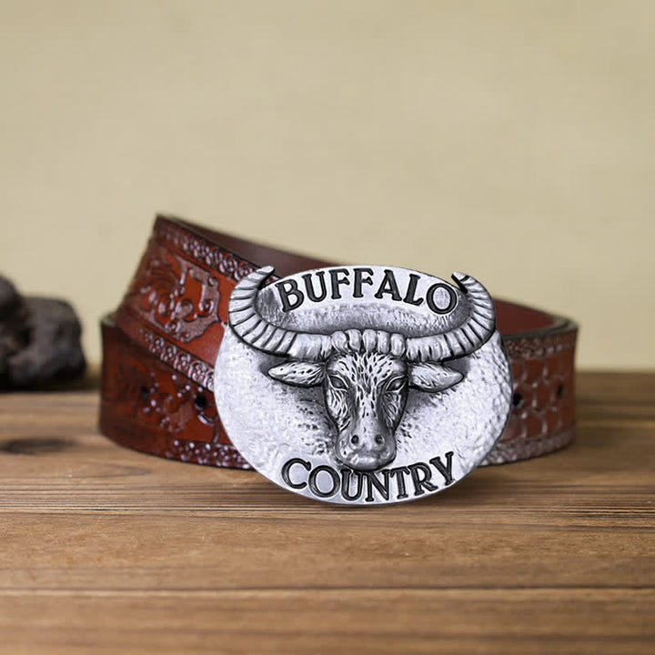 Cintura in pelle con fibbia fai da te Buffalo Country da uomo