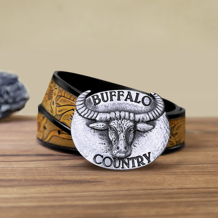 Cintura in pelle con fibbia fai da te Buffalo Country da uomo