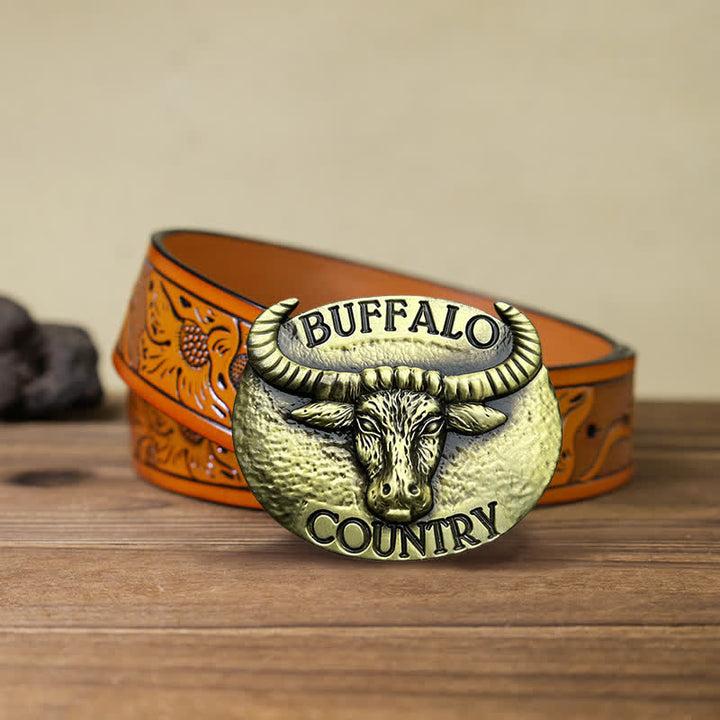 Cintura in pelle con fibbia fai da te Buffalo Country da uomo