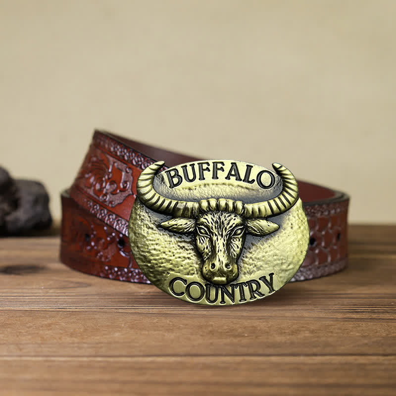 Cintura in pelle con fibbia fai da te Buffalo Country da uomo