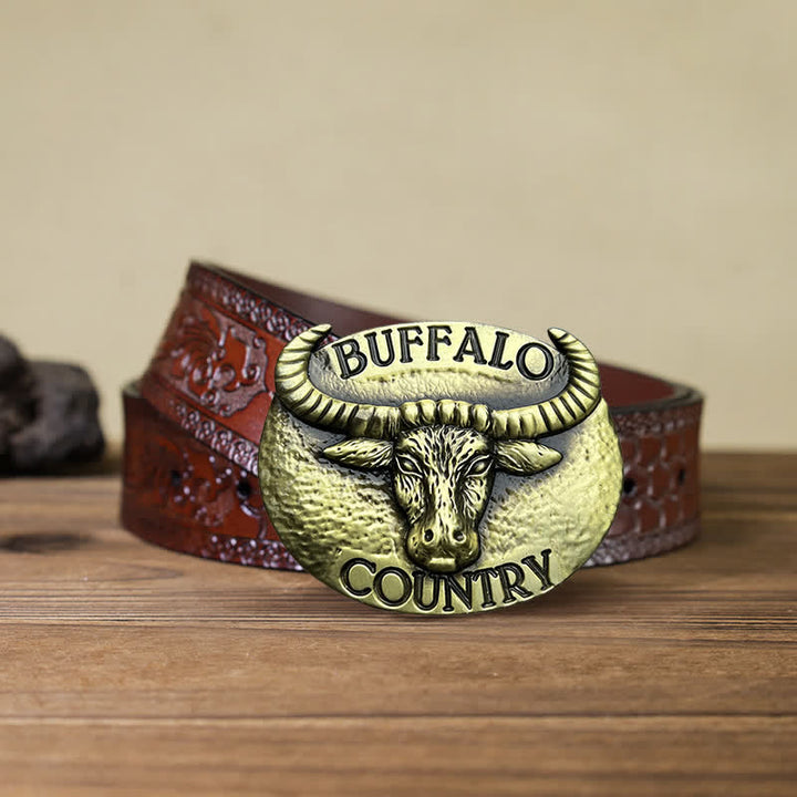 Cintura in pelle con fibbia fai da te Buffalo Country da uomo