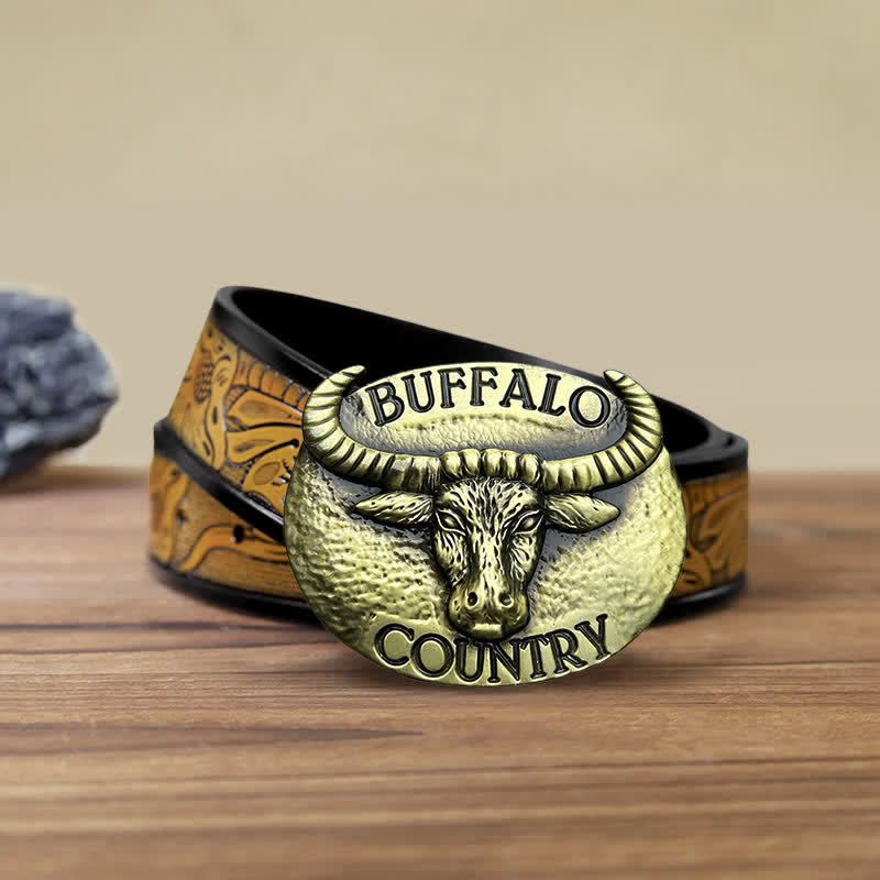 Cintura in pelle con fibbia fai da te Buffalo Country da uomo