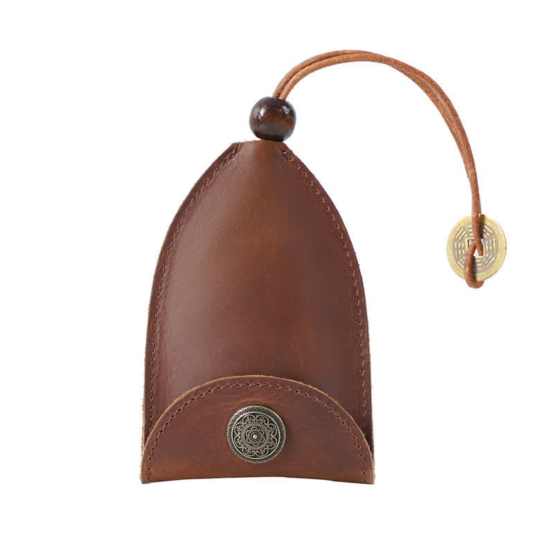 Portachiavi in pelle con chiave intelligente estraibile con moneta d'epoca - Marrone - image 2