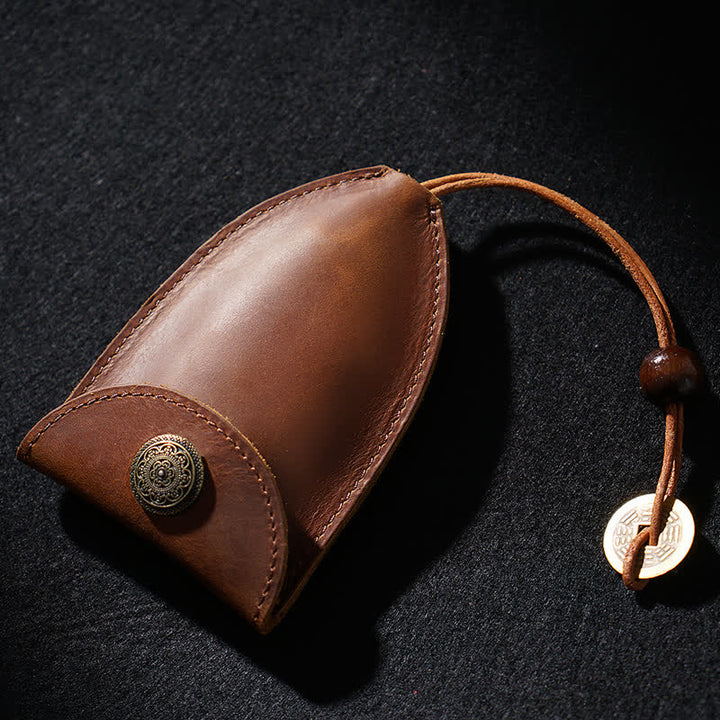 Portachiavi in pelle con chiave intelligente estraibile con moneta d'epoca - image 0