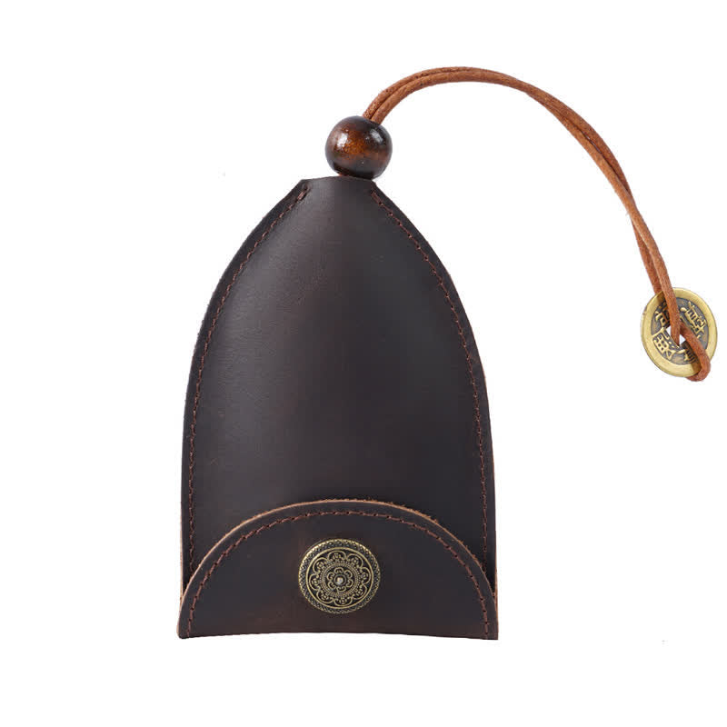 Portachiavi in pelle con chiave intelligente estraibile con moneta d'epoca - Caffè - image 8