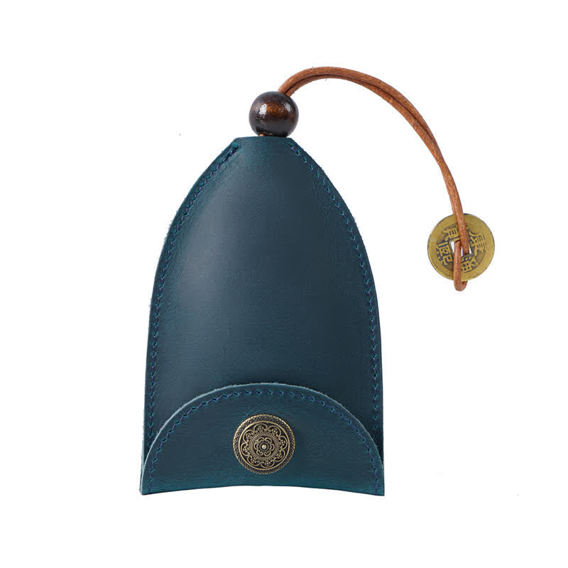 Portachiavi in pelle con chiave intelligente estraibile con moneta d'epoca